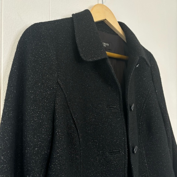 Talbots Women's Blazer Black/Metallic Jacket-Wool Blend-8 Petite-Ruffle-Warm - Picture 4 of 12